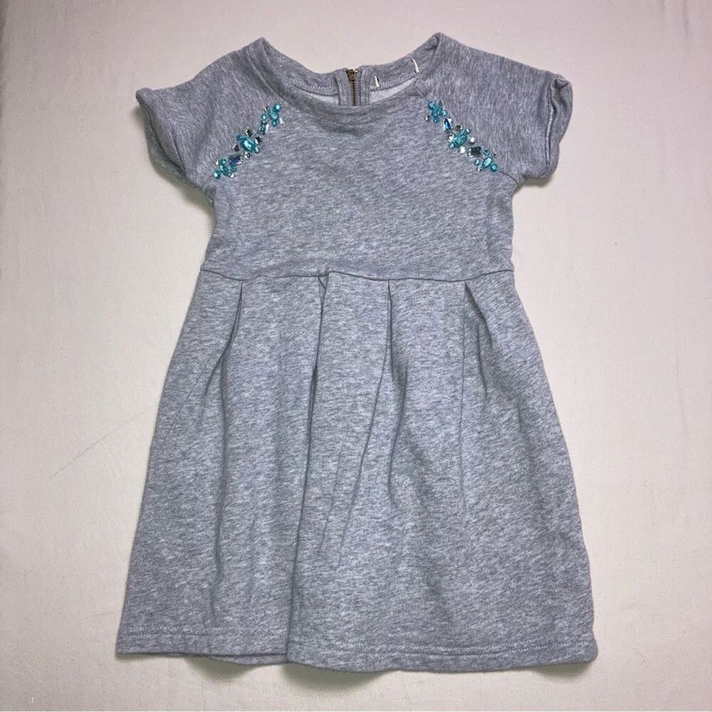 Gray Dress Girl’s 4-5 Sweatshirt Gem Neck Spring Summer Sun Dress Fit & Flare